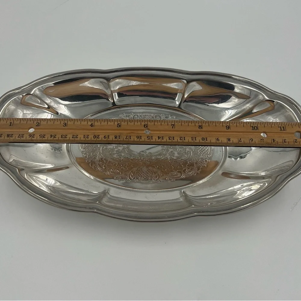 Vintage National Silver Co N.S.Co Silver on Copper Oval Bread Bowl Dish